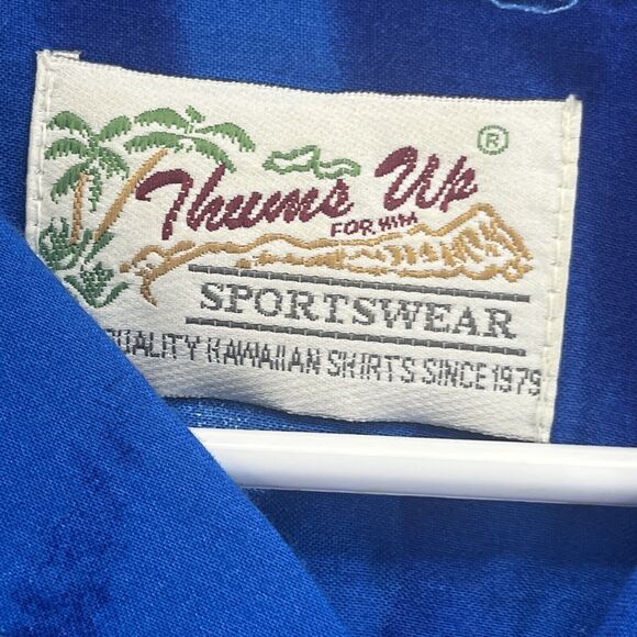 Thums Up Mens L Hawaiian Surfboard Button Up Surf Shirt Vintage 90s Thumbs - Picture 9 of 12